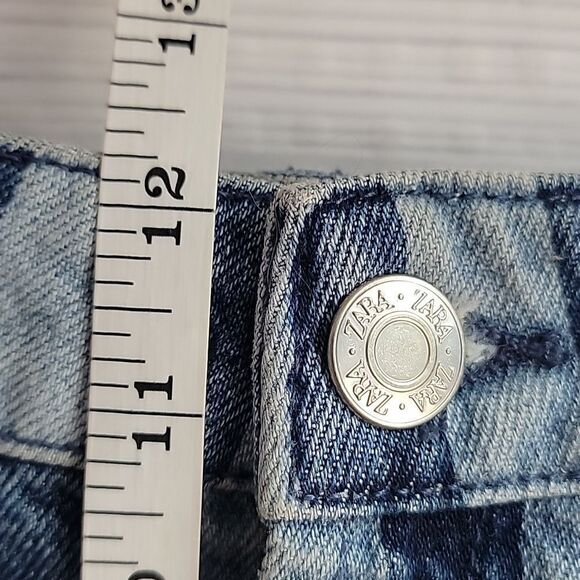 Zara shorts blue denim striped high rise Women's Size 4 - Picture 7 of 8